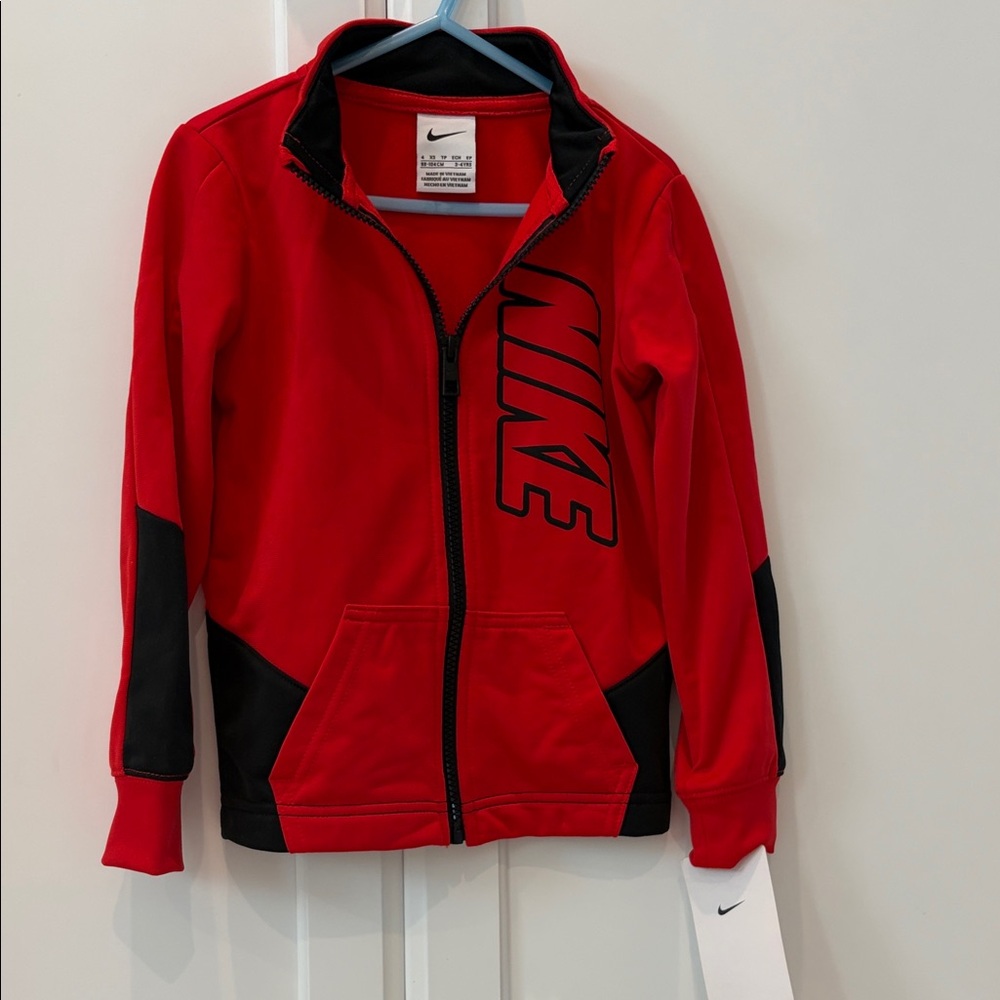 Nike Red and Black Full-Zip Athletic Jacket